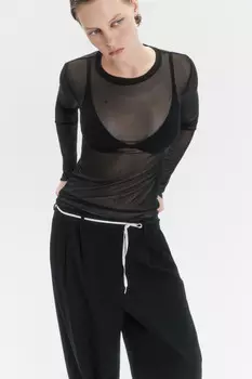 Лонгслив приталенный из полупрозрачной сетки