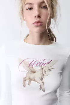 Лонгслив приталенный с принтом y2k