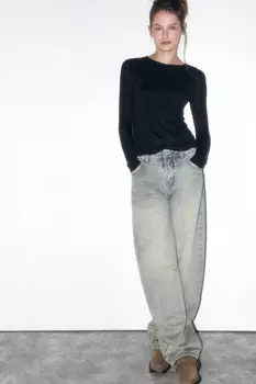 Лонгслив приталенный с волнистыми краями