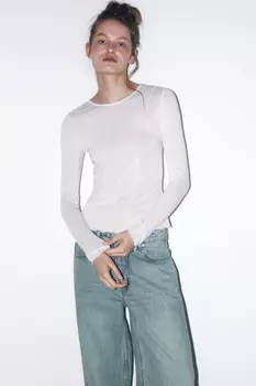 Лонгслив приталенный с волнистыми краями