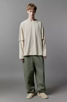 Лонгслив с двойными рукавами и вареным эффектом