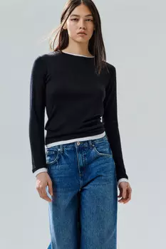 Лонгслив с имитацией второго слоя