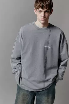 Лонгслив с вареным эффектом и надписью