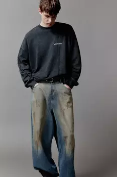 Лонгслив с вареным эффектом и надписью