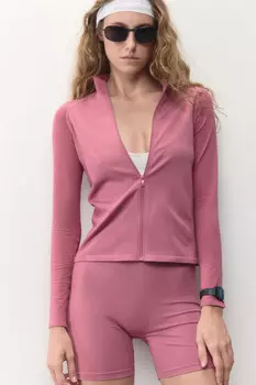 Лонгслив спортивный облегающий на молнии