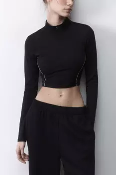 Лонгслив спортивный с воротником на молнии