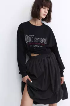 Лонгслив свободный хлопковый с принтом