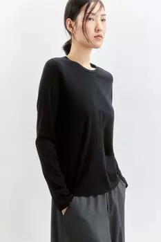 Лонгслив свободный из хлопкового трикотажа