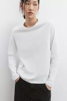 Лонгслив свободный из хлопкового трикотажа
