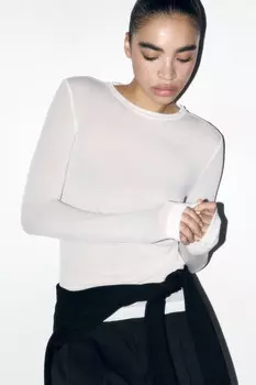 Лонгслив трикотажный из тенсела и шерсти