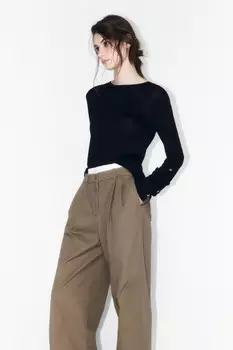 Лонгслив трикотажный с цветами из пайеток