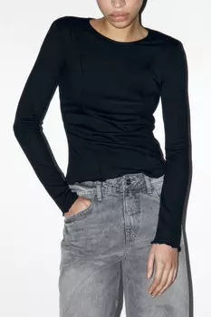 Лонгслив трикотажный с волнистыми краями