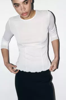 Лонгслив трикотажный с волнистыми краями