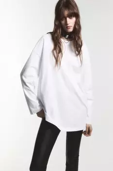 Лонгслив удлиненный трикотажный из хлопка