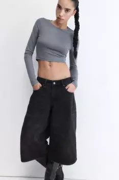 Лонгслив укороченный базовый из хлопка