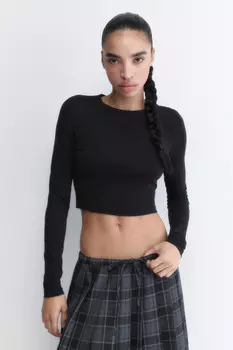 Лонгслив укороченный базовый из хлопка