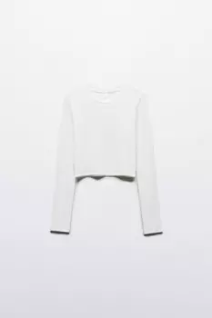 Лонгслив укороченный базовый из хлопка