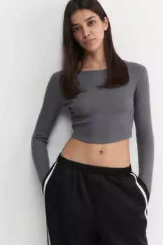 Лонгслив укороченный в рубчик