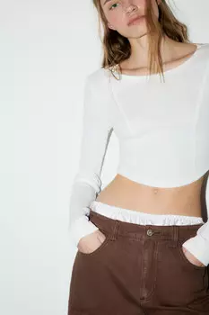 Лонгслив укороченный в рубчик