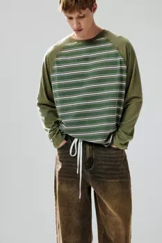 Лонгслив в полоску с надписью