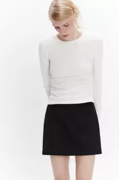 Лонгслив в рубчик вискозный с драпировками