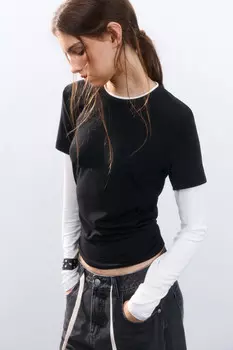 Лонгслив вискозный с двойными рукавами