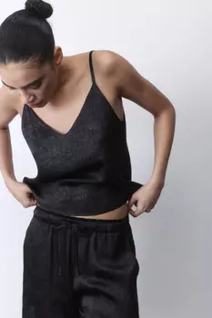 Майка домашняя атласная на бретельках