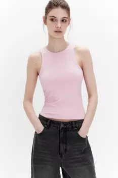 Майка гладкая облегающая на широких бретелях