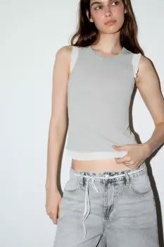 Майка хлопковая двуслойная в рубчик