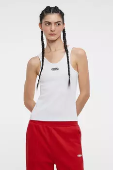 Майка хлопковая облегающая с принтом-логотипом