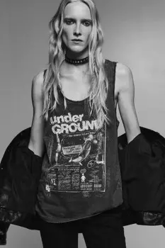 Майка хлопковая с принтом в стиле гранж