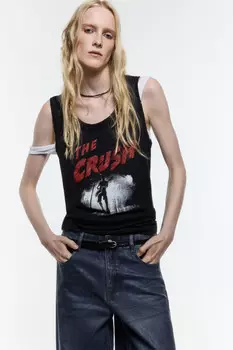 Майка хлопковая с принтом в стиле гранж