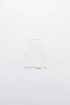 Майка хлопковая укороченная в рубчик