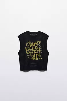 Майка из сетки с принтом-граффити