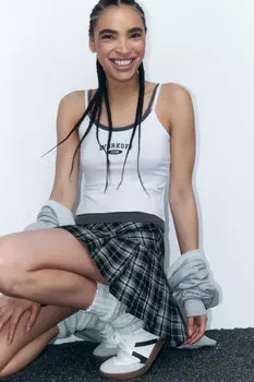 Майка на бретельках двуслойная с надписью