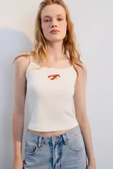 Майка на бретельках с принтом