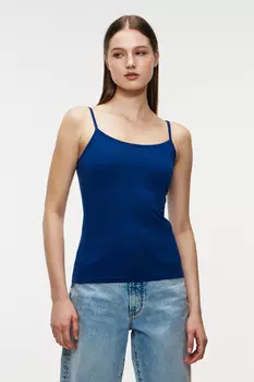 Майка на тонких бретельках хлопковая базовая