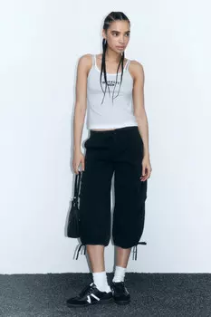 Майка на тонких бретелях двуслойная с надписью