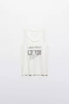 Майка с открытыми срезами и принтом