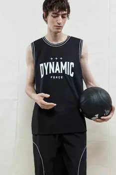 Майка сетчатая с принтом в спортивном стиле