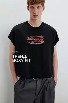 Майка свободная с принтом