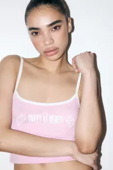 Майка-топ домашняя хлопковая с надписью