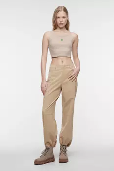 Майка-топ хлопковая с принтом на тонких бретельках