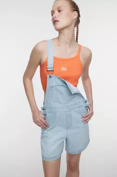 Майка-топ хлопковая с принтом на тонких бретельках