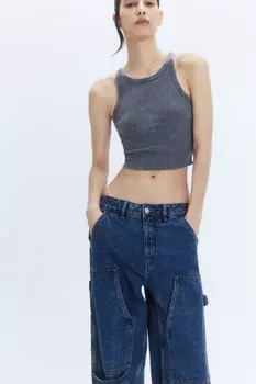 Майка-топ хлопковая с вареным эффектом