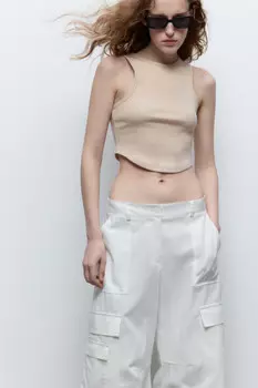 Майка-топ в рубчик с фигурным низом