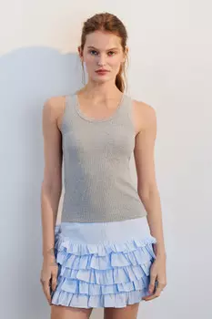 Майка в рубчик с кружевом