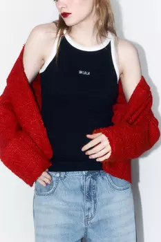 Майка в рубчик с кружевом и вышивкой