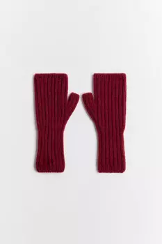 Митенки в рубчик с шерстью