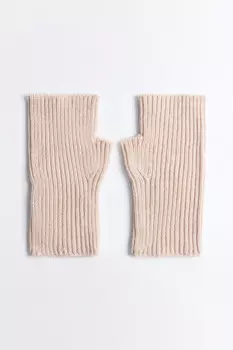 Митенки вязаные вискозные в рубчик